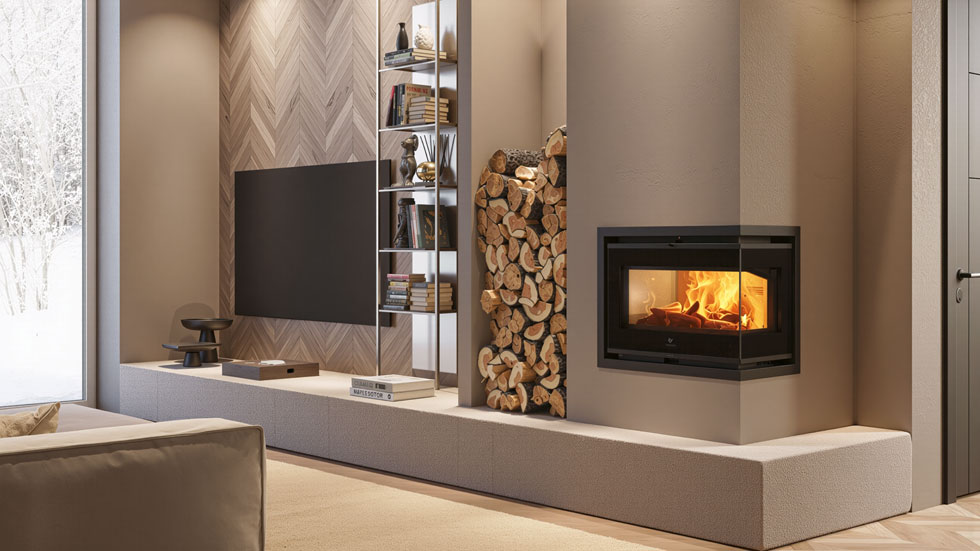 Poêle à bois bûche installé par DOCTB, ambiance chaleureuse